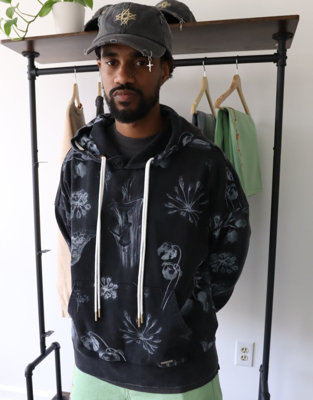 Carnivorous Plants Floral Hooded Pullover Sweatshirt