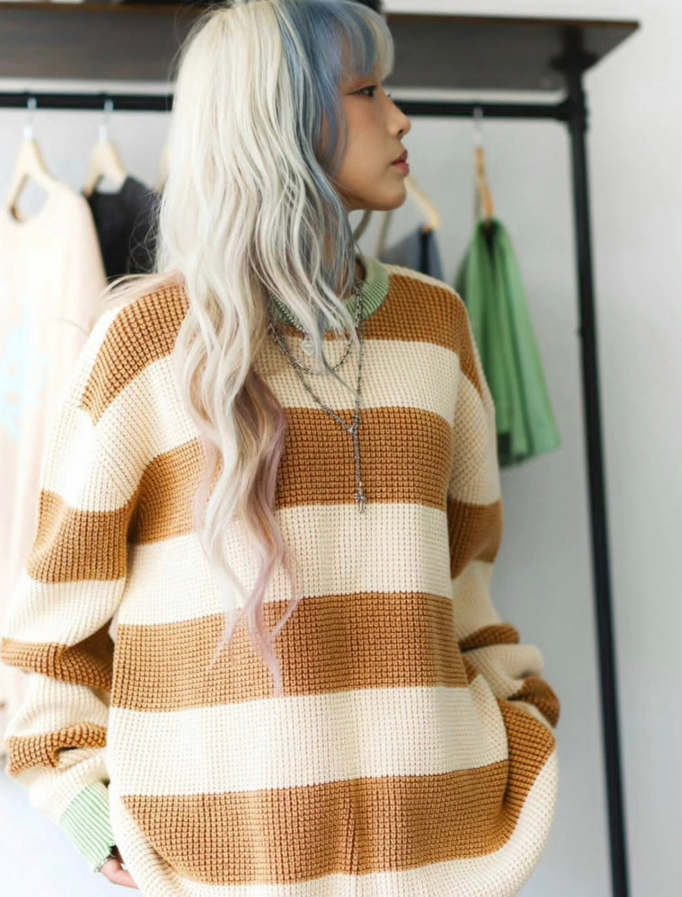 Teen Spirit V2 Vintage Style Waffle Knit Sweater