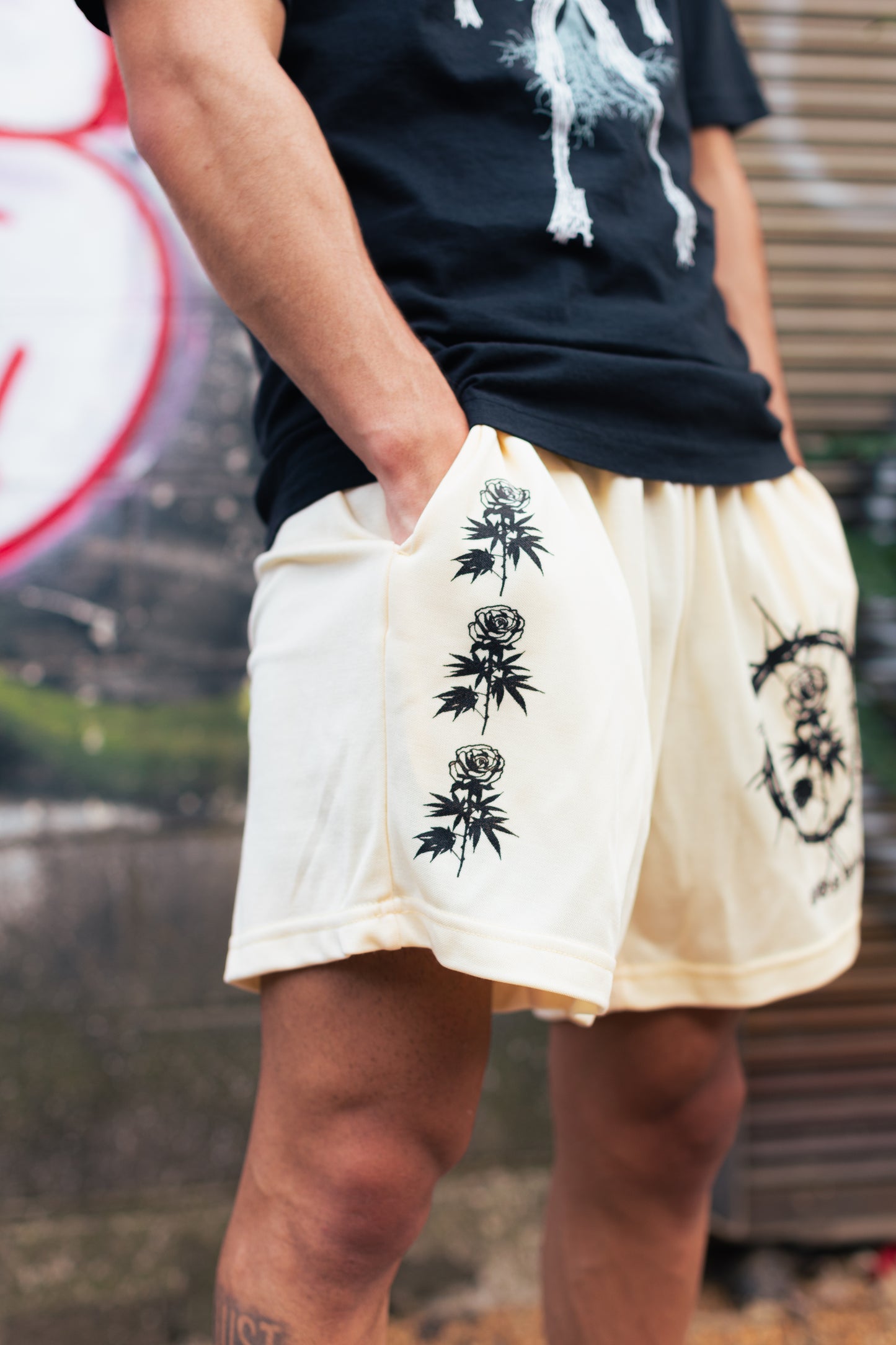 Wolflower Poly Pique Mesh Shorts (Eggshell)