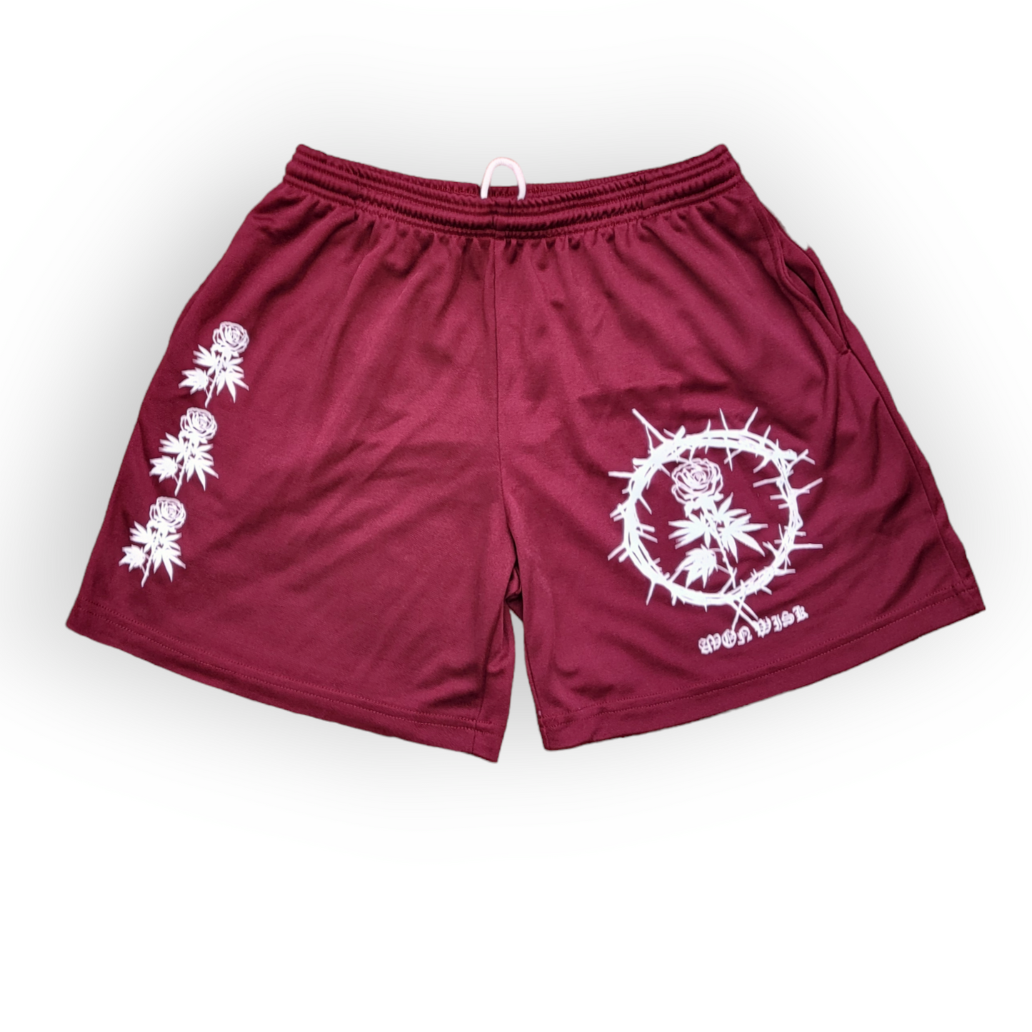 Wolflower Poly Pique Mesh Shorts (Maroon)