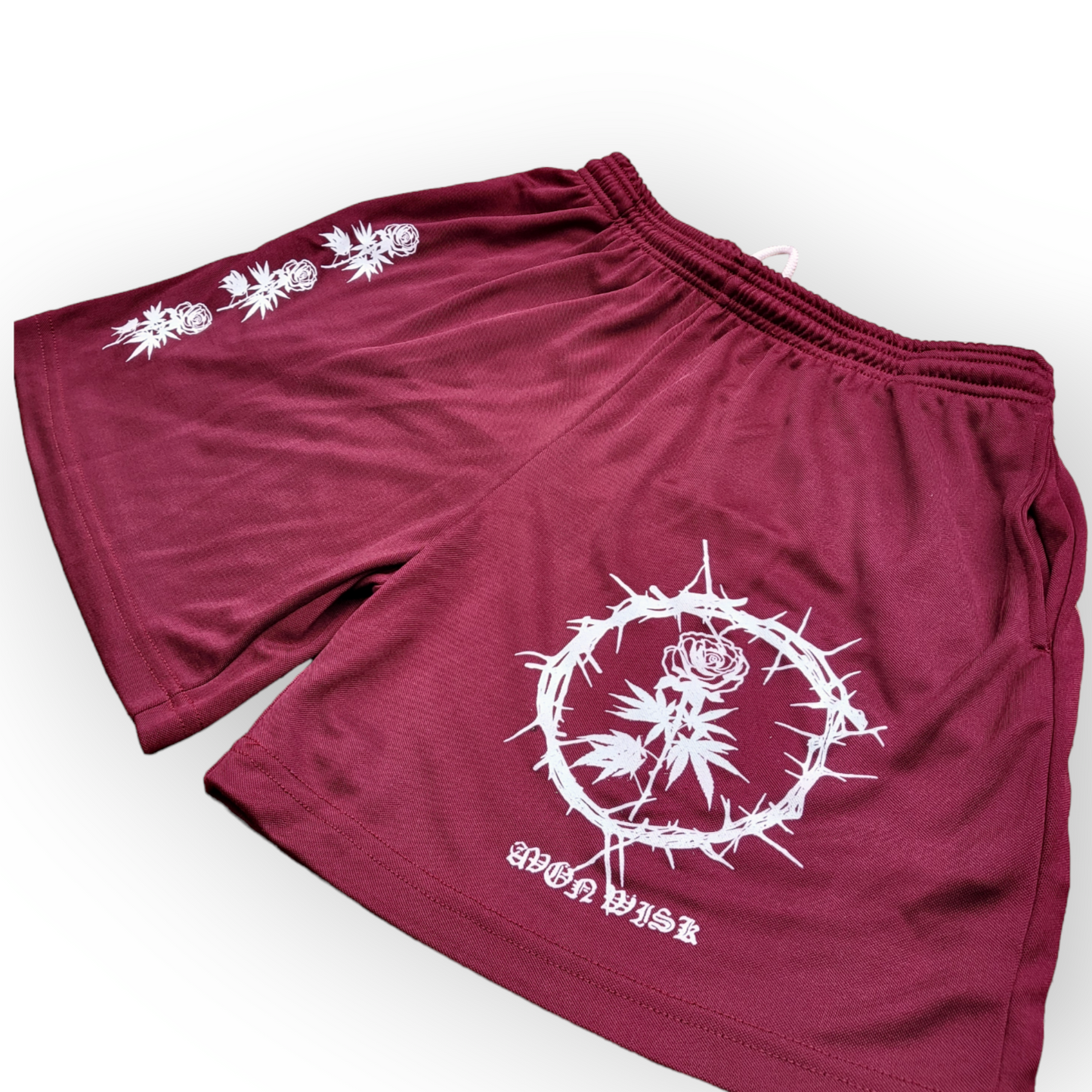 Wolflower Poly Pique Mesh Shorts (Maroon)