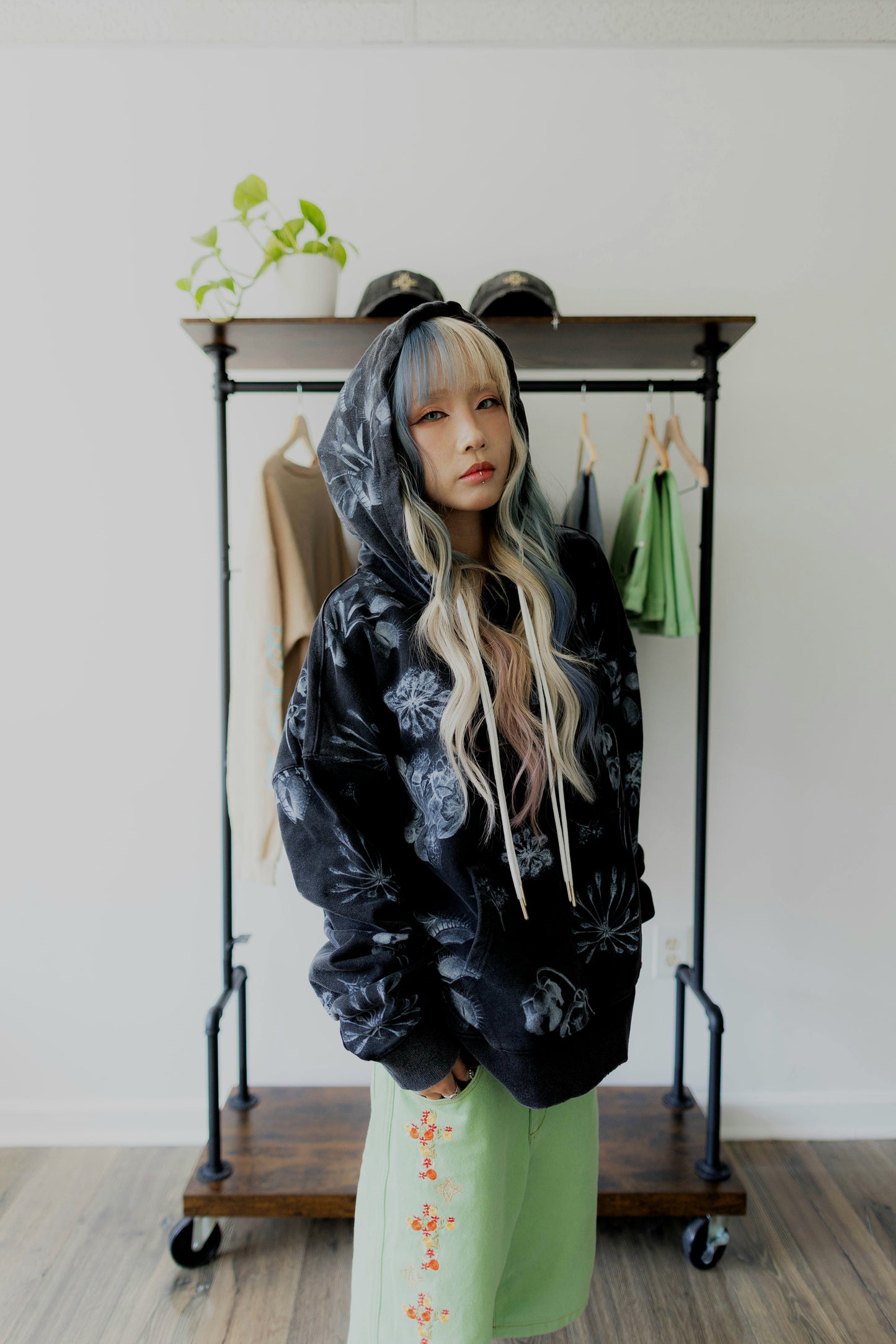 Carnivorous Plants Floral Hooded Pullover Sweatshirt